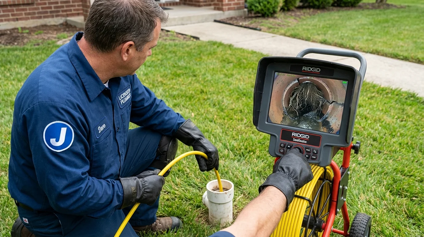 Sewer camera inspection being performed by Johns Plumbing LLC in Wilton